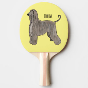 Afghan hound dog cartoon illustration  ping pong paddle