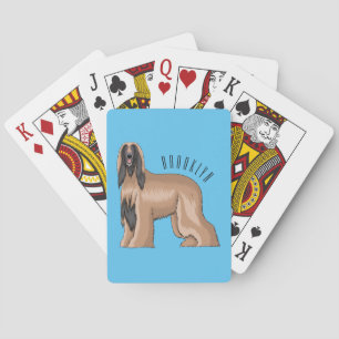 Afghan hound dog cartoon illustration playing cards
