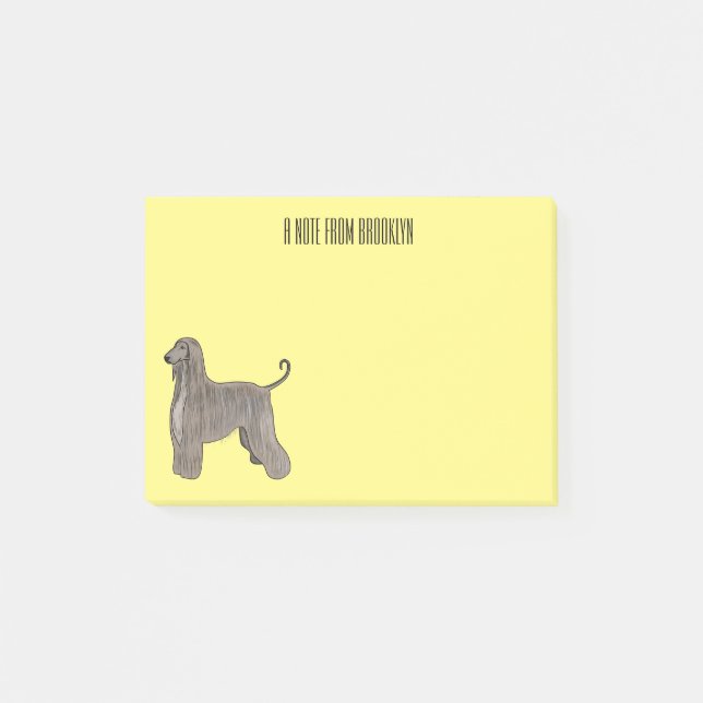 Afghan hound dog cartoon illustration  post-it notes (Front)