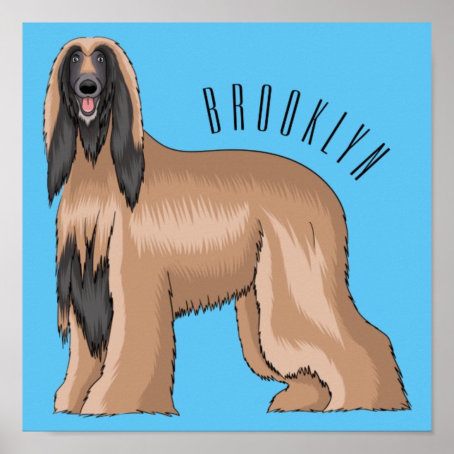 Afghan hound dog cartoon illustration  poster (Front)