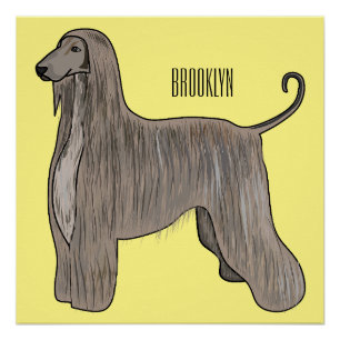 Afghan hound dog cartoon illustration  poster