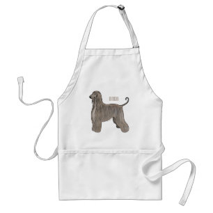 Afghan hound dog cartoon illustration standard apron