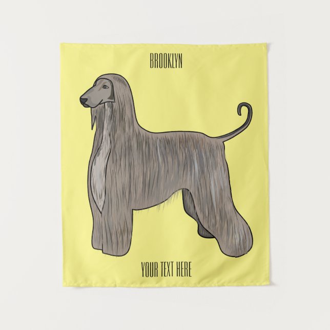 Afghan hound dog cartoon illustration  tapestry (Front)