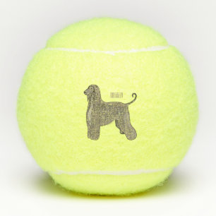 Afghan hound dog cartoon illustration  tennis balls