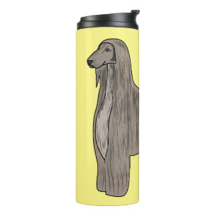 Afghan hound dog cartoon illustration thermal tumbler