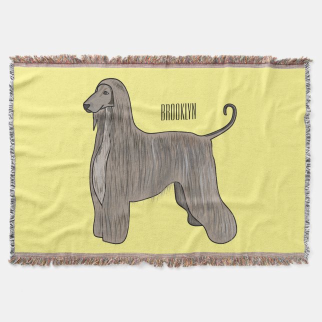 Afghan hound dog cartoon illustration  throw blanket (Front)