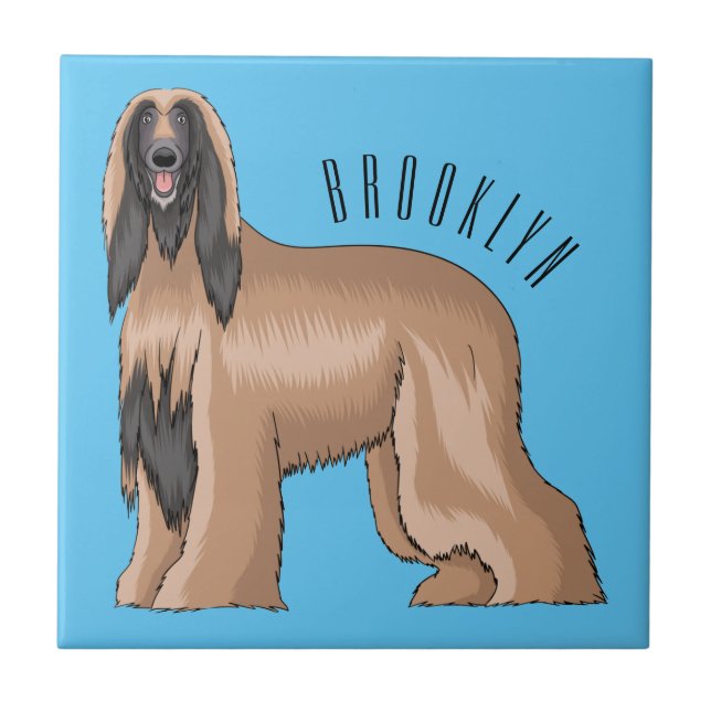 Afghan hound dog cartoon illustration  tile (Front)