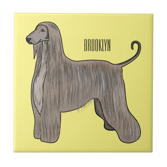 Afghan hound dog cartoon illustration  tile (Front)