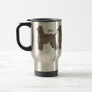 Afghan hound dog cartoon illustration  travel mug