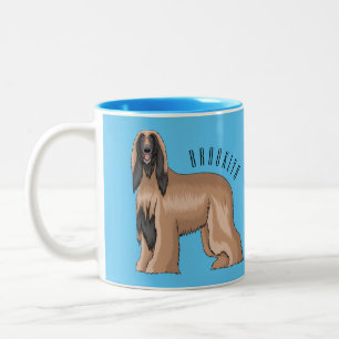 Afghan hound dog cartoon illustration  Two-Tone coffee mug