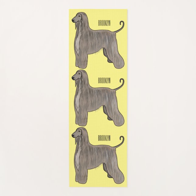 Afghan hound dog cartoon illustration  yoga mat (Front)