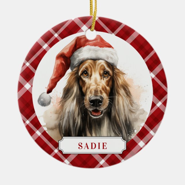 Afghan Hound Dog Ceramic Circle Ornament (Front)