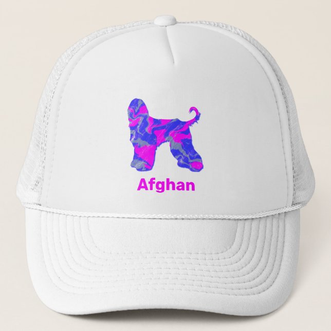 Afghan Hound Dog Cute Pink Silhouette Custom Trucker Hat (Front)