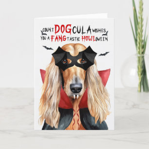 Afghan Hound Dog Funny Count DOGcula Halloween Holiday Card