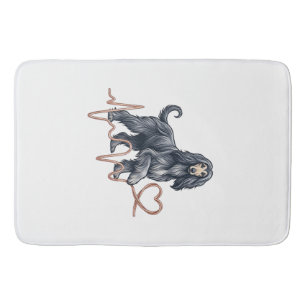 Afghan Hound Dog Heartbeat Line Heart Bath Mat