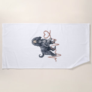 Afghan Hound Dog Heartbeat Line Heart Beach Towel