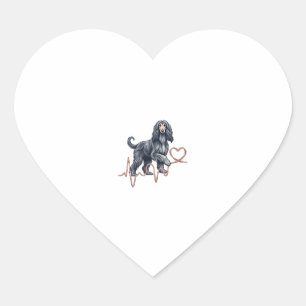 Afghan Hound Dog Heartbeat Line Heart Sticker