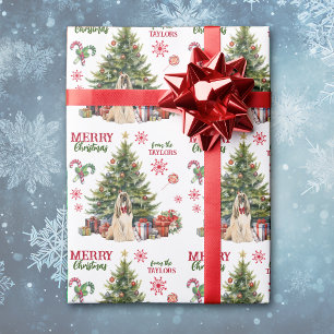 Afghan Hound Dog Holiday Tree Wrapping Paper
