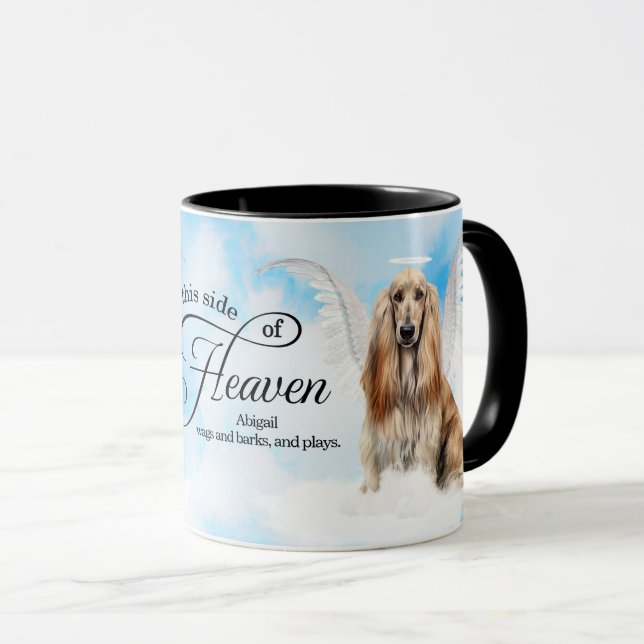 Afghan Hound Dog in Heaven Personalised Memorial Mug (Front Right)