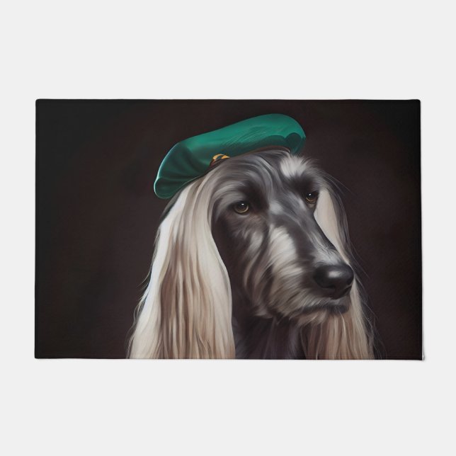 afghan hound dog in St. Patrick's Day Dress Doormat (Front)