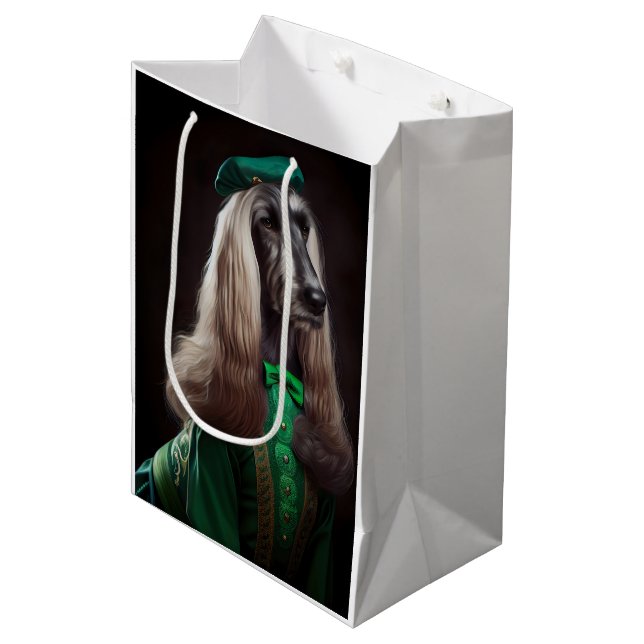 afghan hound dog in St. Patrick's Day Dress Medium Gift Bag (Front Angled)