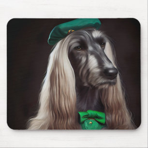 afghan hound dog in St. Patrick's Day Dress Mouse Mat