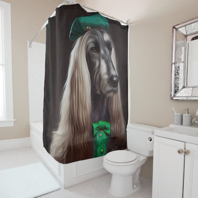 afghan hound dog in St. Patrick's Day Dress Shower Curtain (In Situ)