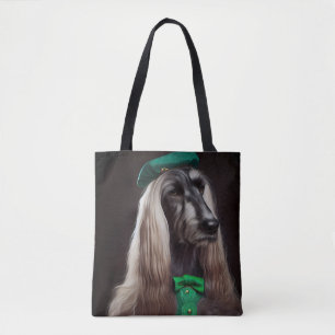 afghan hound dog in St. Patrick's Day Dress Tote Bag