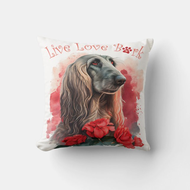 Afghan Hound Dog Mum Floral Cushion (Front)