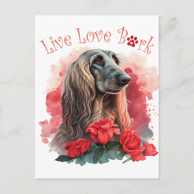 Afghan Hound Dog Mum Floral Postcard (Front)