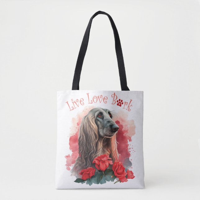 Afghan Hound Dog Mum Floral Tote Bag (Front)