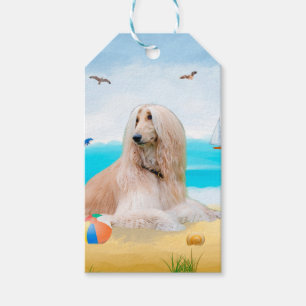 Afghan Hound Dog on Beach Gift Tags