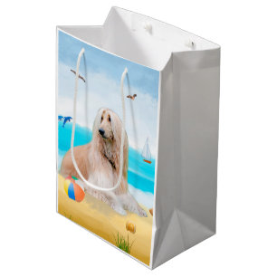 Afghan Hound Dog on Beach Medium Gift Bag