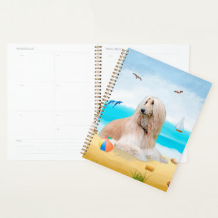Afghan Hound Dog on Beach Planner