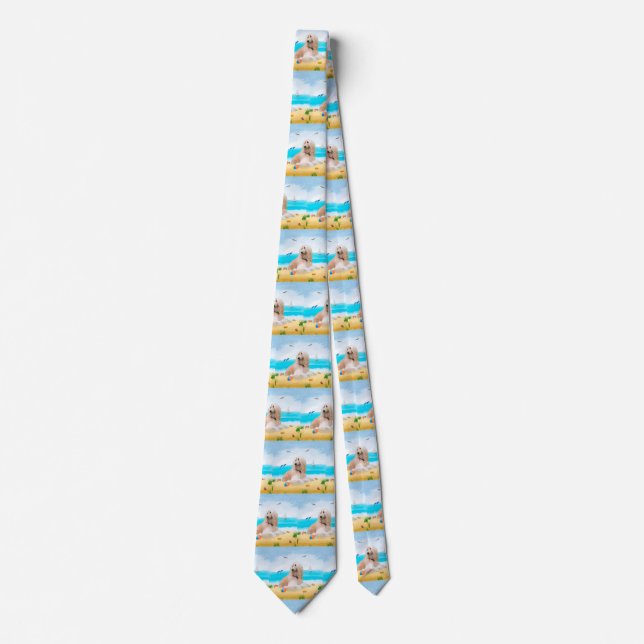 Afghan Hound Dog on Beach Tie (Front)