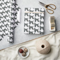 Afghan Hound Dog & Paw Silhouette Grid White