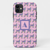 Afghan Hound Dog Pink & Purple Silhouette Monogram
