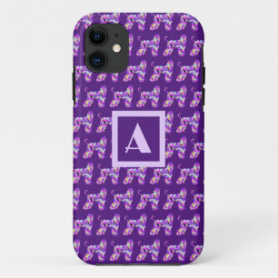 Afghan Hound Dog Purple Silhouette Monogram iPhone 11 Case