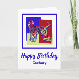 Afghan Hound Dog Red Blue Yellow Birthday Card