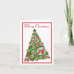 Afghan Hound Dog Silhouette Christmas Tree White Card