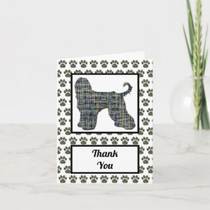 Afghan Hound Dog Silhouette Grid Thank You Card