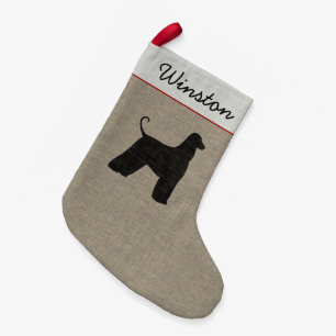 Afghan Hound Dog Silhouette Personalised Holiday Small Christmas Stocking