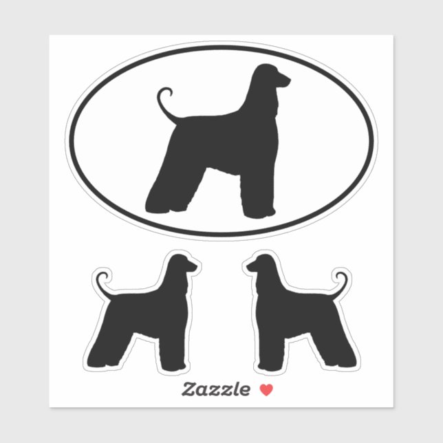 Afghan Hound Dog Silhouette Vinyl Sticker Set (Sheet)