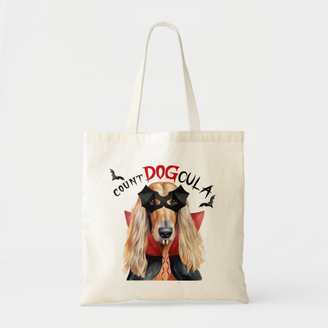 Afghan Hound Dog Vampire Trick or Treat Halloween Tote Bag (Front)
