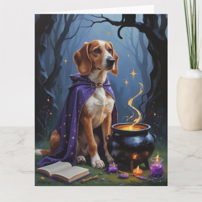 Afghan Hound Dog Whimsical Halloween Painting Card (Front)