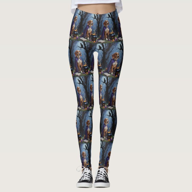 Afghan Hound Dog Whimsical Halloween Painting Leggings (Front)