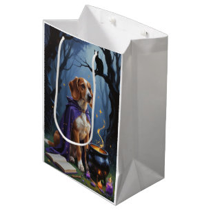 Afghan Hound Dog Whimsical Halloween Painting Medium Gift Bag