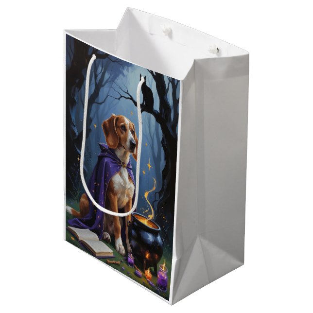 Afghan Hound Dog Whimsical Halloween Painting Medium Gift Bag (Front Angled)