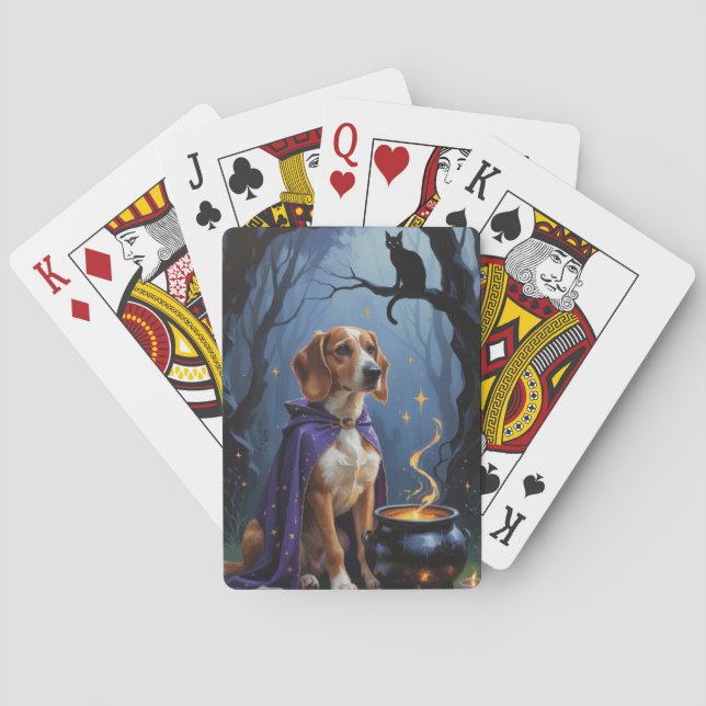 Afghan Hound Dog Whimsical Halloween Painting Playing Cards (Back)