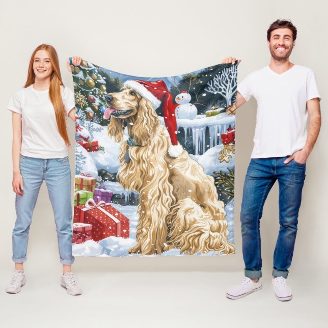 Afghan Hound Dog Winter Wonderland Christmas Joy  Fleece Blanket (In Situ)